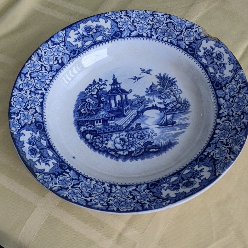 Vintage blue Olde Alton Ware soup plate